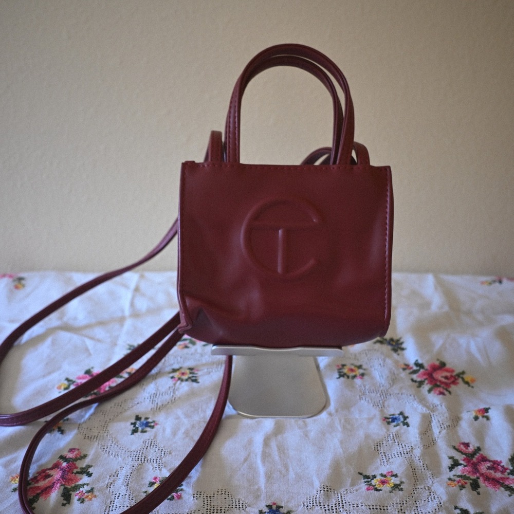 Telfar Mini Shopping Bag Oxblood (Burgundy) Red Vegan Leather Crossbody